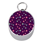 Colorful Stars Hearts Seamless Vector Pattern Mini Silver Compasses