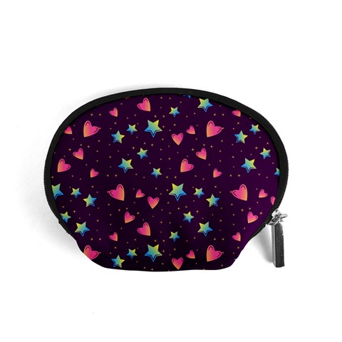 Colorful Stars Hearts Seamless Vector Pattern Accessory Pouch (Small) from ArtsNow.com Front