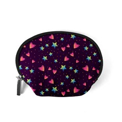 Colorful Stars Hearts Seamless Vector Pattern Accessory Pouch (Small) from ArtsNow.com Back