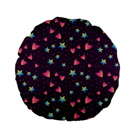 Colorful Stars Hearts Seamless Vector Pattern Standard 15  Premium Flano Round Cushions from ArtsNow.com Front