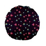 Colorful Stars Hearts Seamless Vector Pattern Standard 15  Premium Flano Round Cushions