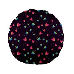 Colorful Stars Hearts Seamless Vector Pattern Standard 15  Premium Flano Round Cushions from ArtsNow.com Back