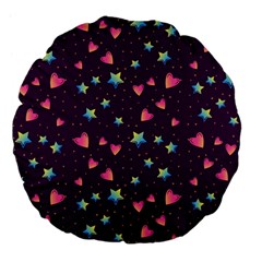 Colorful Stars Hearts Seamless Vector Pattern Large 18  Premium Flano Round Cushions from ArtsNow.com Back