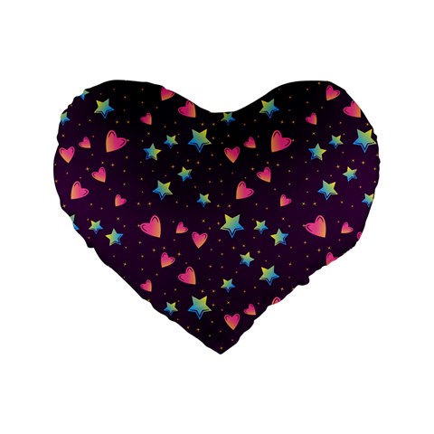 Colorful Stars Hearts Seamless Vector Pattern Standard 16  Premium Flano Heart Shape Cushions from ArtsNow.com Front