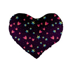 Colorful Stars Hearts Seamless Vector Pattern Standard 16  Premium Flano Heart Shape Cushions from ArtsNow.com Front