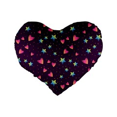 Colorful Stars Hearts Seamless Vector Pattern Standard 16  Premium Flano Heart Shape Cushions from ArtsNow.com Back