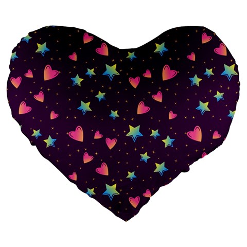Colorful Stars Hearts Seamless Vector Pattern Large 19  Premium Flano Heart Shape Cushions from ArtsNow.com Front