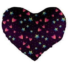 Colorful Stars Hearts Seamless Vector Pattern Large 19  Premium Flano Heart Shape Cushions from ArtsNow.com Front