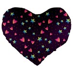 Colorful Stars Hearts Seamless Vector Pattern Large 19  Premium Flano Heart Shape Cushions