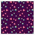 Colorful Stars Hearts Seamless Vector Pattern Square Satin Scarf (36  x 36 )