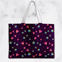 Colorful Stars Hearts Seamless Vector Pattern Zipper Mini Tote Bag from ArtsNow.com Front