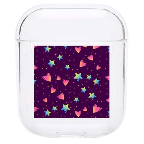 Colorful Stars Hearts Seamless Vector Pattern Hard PC AirPods 1/2 Case from ArtsNow.com Front