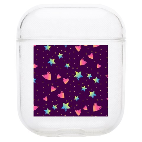 Colorful Stars Hearts Seamless Vector Pattern Soft TPU AirPods 1/2 Case from ArtsNow.com Front