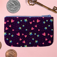 Colorful Stars Hearts Seamless Vector Pattern Large Coin Purse from ArtsNow.com Back