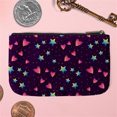 Colorful Stars Hearts Seamless Vector Pattern Large Coin Purse from ArtsNow.com Back