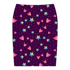Colorful Stars Hearts Seamless Vector Pattern Midi Wrap Pencil Skirt from ArtsNow.com Back