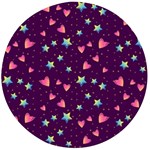 Colorful Stars Hearts Seamless Vector Pattern Wooden Bottle Opener (Round)