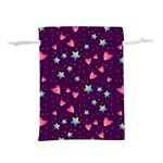 Colorful Stars Hearts Seamless Vector Pattern Lightweight Drawstring Pouch (S)