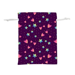 Colorful Stars Hearts Seamless Vector Pattern Lightweight Drawstring Pouch (S) from ArtsNow.com Back