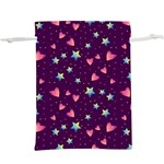 Colorful Stars Hearts Seamless Vector Pattern Lightweight Drawstring Pouch (XL)