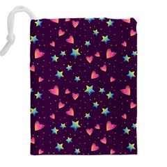 Colorful Stars Hearts Seamless Vector Pattern Drawstring Pouch (4XL) from ArtsNow.com Back