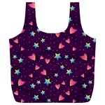 Colorful Stars Hearts Seamless Vector Pattern Full Print Recycle Bag (XXL)