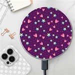 Colorful Stars Hearts Seamless Vector Pattern Wireless Fast Charger(White)