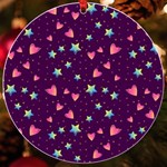 Colorful Stars Hearts Seamless Vector Pattern UV Print Acrylic Ornament Round