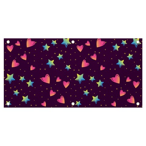 Colorful Stars Hearts Seamless Vector Pattern Banner and Sign 4  x 2  from ArtsNow.com Front
