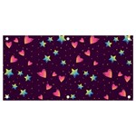 Colorful Stars Hearts Seamless Vector Pattern Banner and Sign 4  x 2 