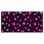 Colorful Stars Hearts Seamless Vector Pattern Banner and Sign 6  x 3 