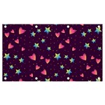 Colorful Stars Hearts Seamless Vector Pattern Banner and Sign 7  x 4 