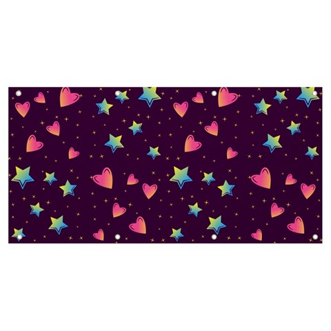 Colorful Stars Hearts Seamless Vector Pattern Banner and Sign 8  x 4  from ArtsNow.com Front