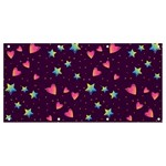 Colorful Stars Hearts Seamless Vector Pattern Banner and Sign 8  x 4 