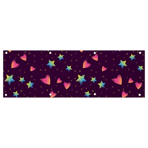 Colorful Stars Hearts Seamless Vector Pattern Banner and Sign 9  x 3  from ArtsNow.com Front