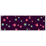 Colorful Stars Hearts Seamless Vector Pattern Banner and Sign 9  x 3 