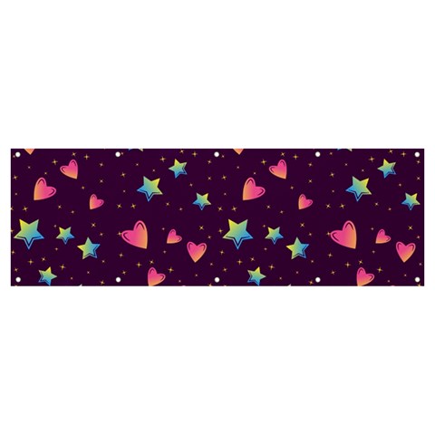 Colorful Stars Hearts Seamless Vector Pattern Banner and Sign 12  x 4  from ArtsNow.com Front