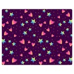 Colorful Stars Hearts Seamless Vector Pattern Premium Plush Fleece Blanket (Medium)
