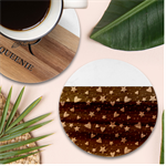 Colorful Stars Hearts Seamless Vector Pattern Marble Wood Coaster (Round)