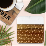 Colorful Stars Hearts Seamless Vector Pattern Marble Wood Coaster (Square)