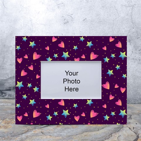 Colorful Stars Hearts Seamless Vector Pattern White Tabletop Photo Frame 4 x6  from ArtsNow.com Front