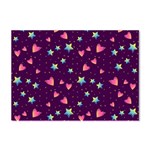 Colorful Stars Hearts Seamless Vector Pattern Crystal Sticker (A4)