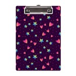 Colorful Stars Hearts Seamless Vector Pattern A5 Acrylic Clipboard