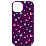 Colorful Stars Hearts Seamless Vector Pattern iPhone 14 Black UV Print Case