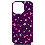 Colorful Stars Hearts Seamless Vector Pattern iPhone 14 Pro Max Black UV Print Case