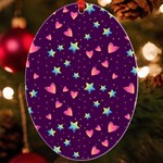 Colorful Stars Hearts Seamless Vector Pattern UV Print Acrylic Ornament Oval