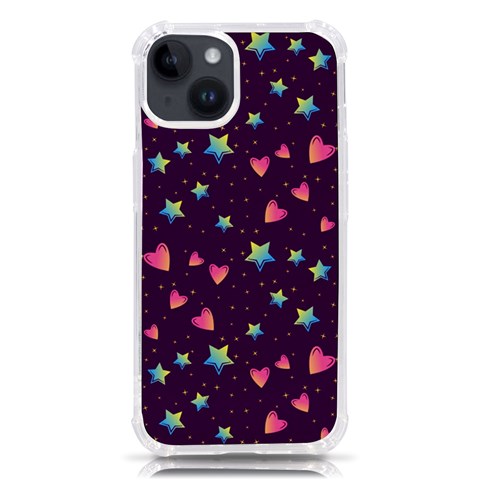 Colorful Stars Hearts Seamless Vector Pattern iPhone 14 TPU UV Print Case from ArtsNow.com Front