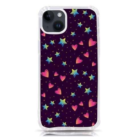 Colorful Stars Hearts Seamless Vector Pattern iPhone 14 Plus TPU UV Print Case from ArtsNow.com Front