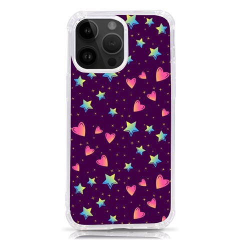 Colorful Stars Hearts Seamless Vector Pattern iPhone 14 Pro Max TPU UV Print Case from ArtsNow.com Front