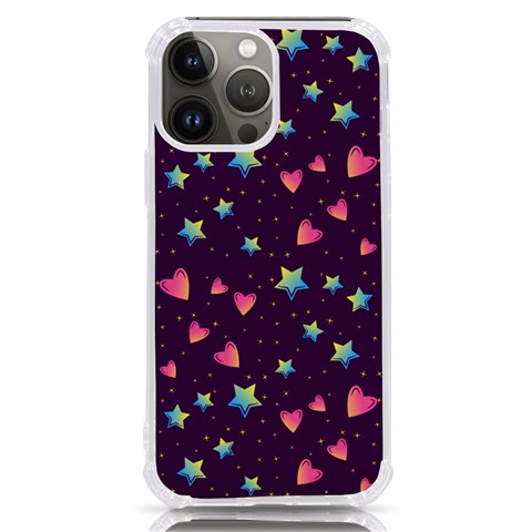 Colorful Stars Hearts Seamless Vector Pattern iPhone 13 Pro Max TPU UV Print Case from ArtsNow.com Front